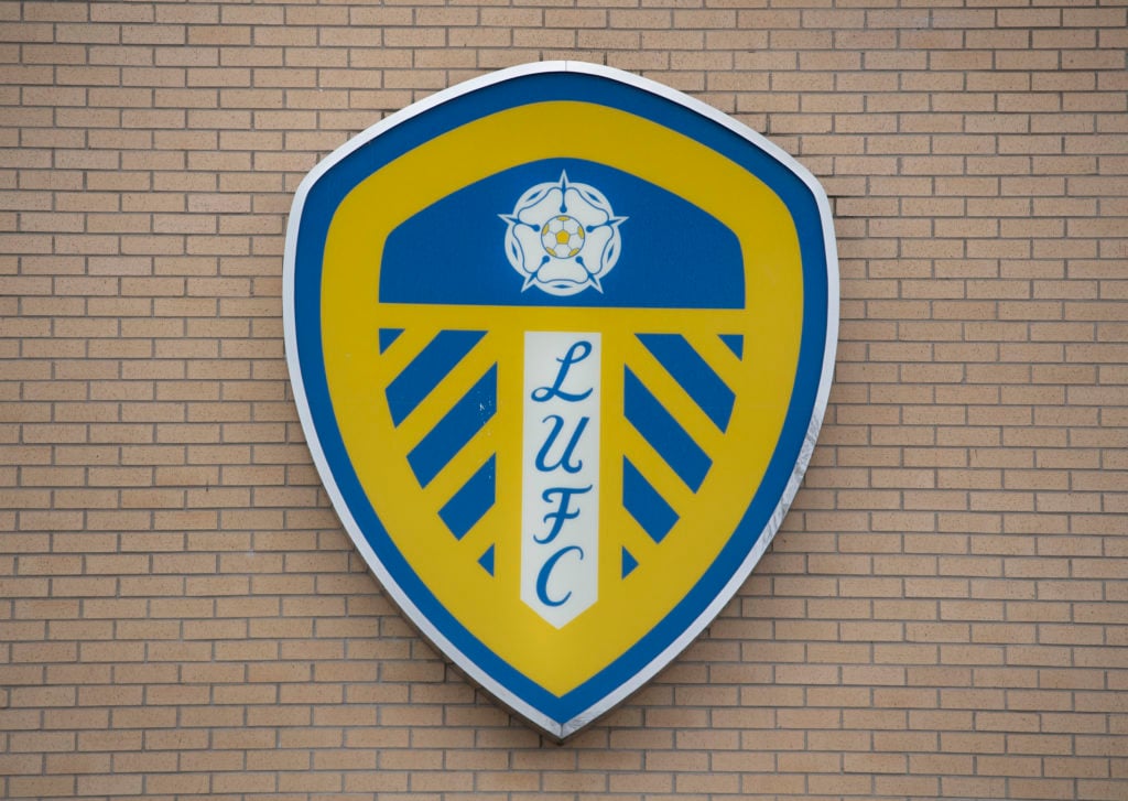 The official Leeds United badge as seen on the outside of Elland Road.