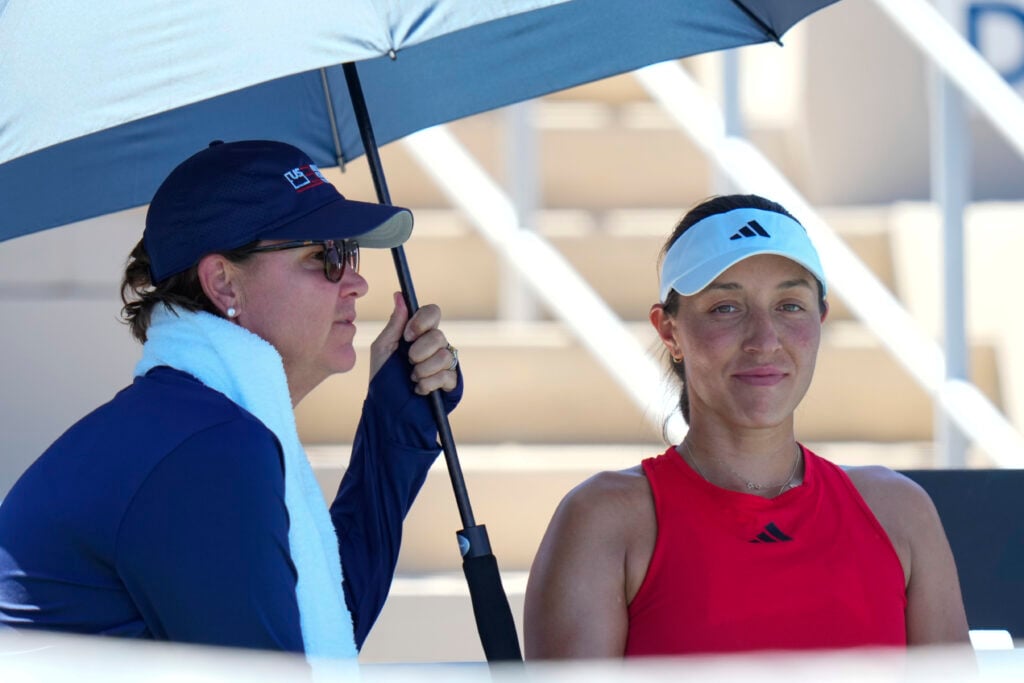 Jessica Pegula and Lindsay Davenport pictured together at the 2025 Billie Jean King Cup