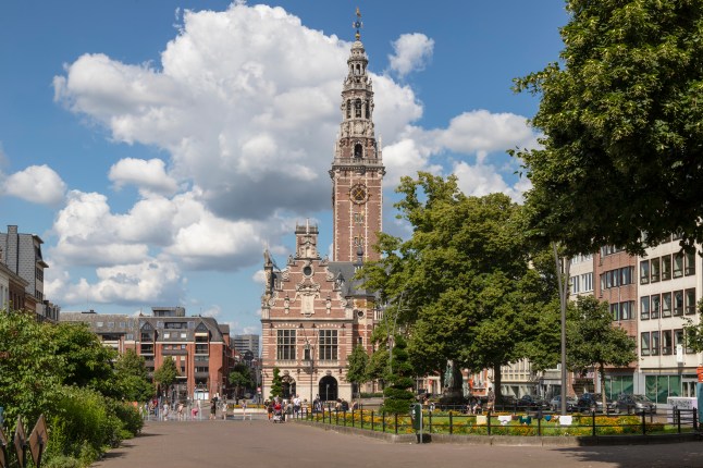 Library tower of the University of Leuven in the city center.