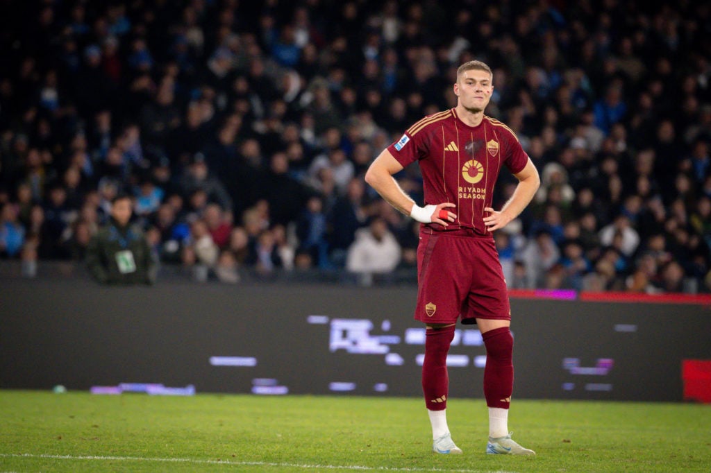 AS Roma striker Artem Dovbyk in Serie A action