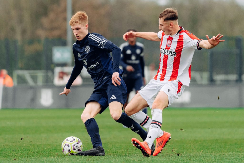 Zach Baumann playing for Man United u18s v Stoke