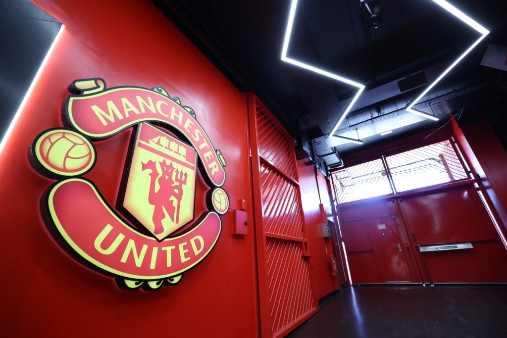An interior shot of a tunnel at Manchester United's Old Trafford stadium