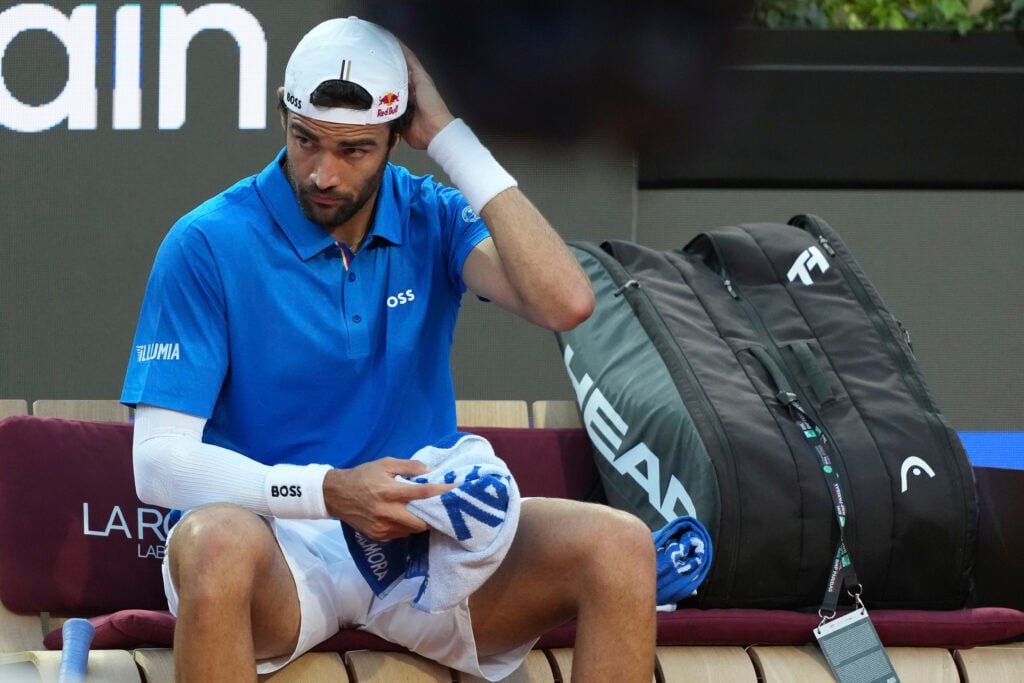 Matteo Berrettini reacts during the 2025 Italian Open