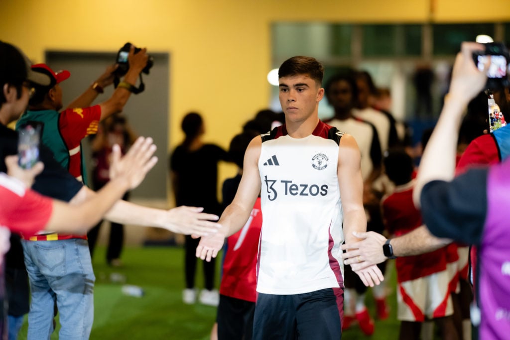 Harry Amass indoors at Manchester United training session in Kuala Lumpur