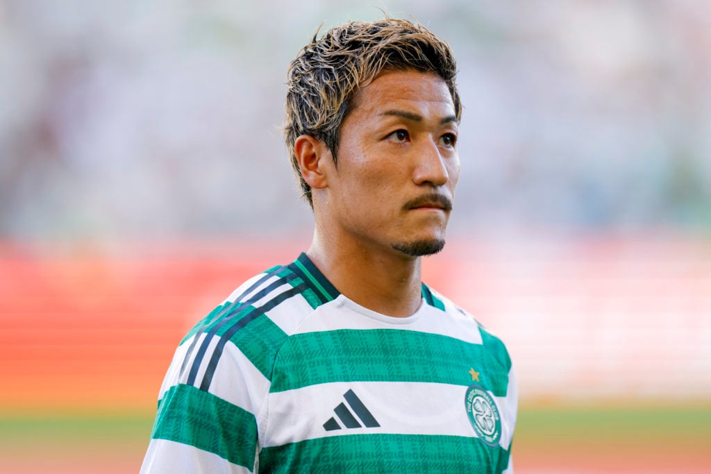 Daizen Maeda of Celtic FC is in action during the Pre-Season Friendly match between Sporting de Lisboa and Celtic FC at Estadio Algarve