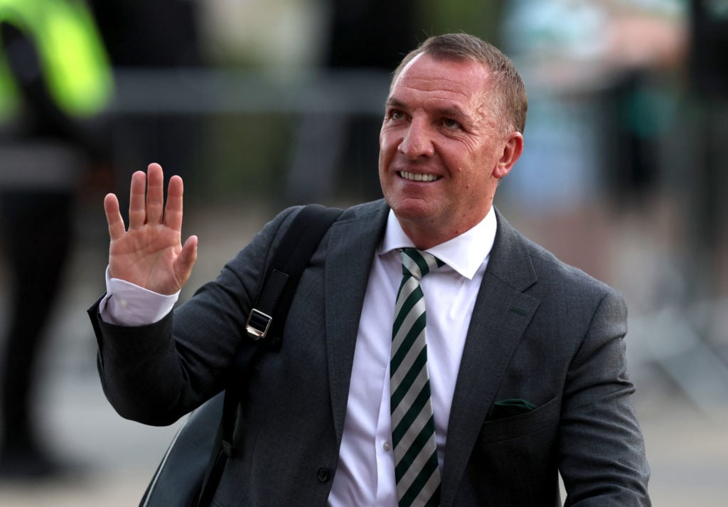 Brendan Rodgers arrives for the Premier Sports Cup tie between Celtic and Falkirk