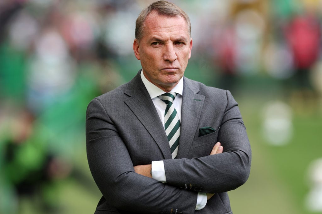 Brendan Rodgers watches on during Celtic vs Livingston