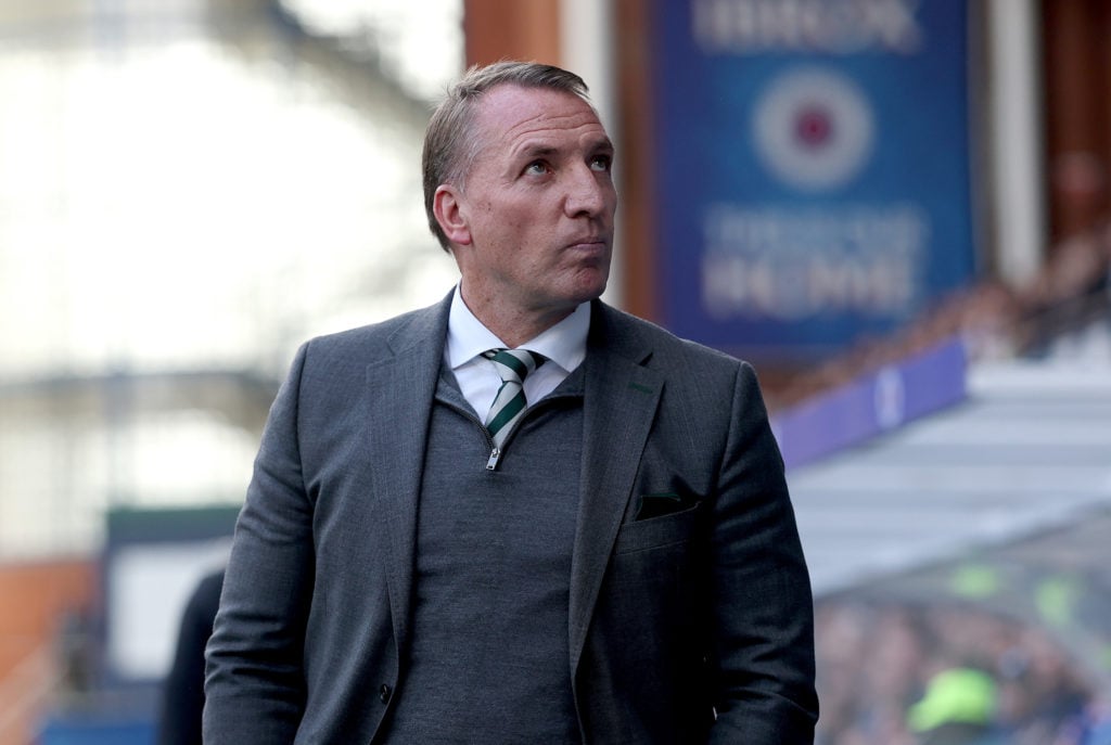 Brendan Rodgers looks on before Rangers vs Celtic