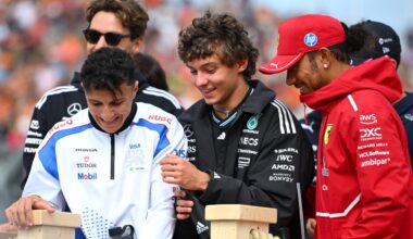 TV microphones pick up what Lewis Hamilton said to Isack Hadjar just before he scored first F1 podium