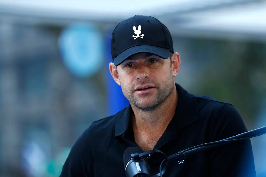 Andy Roddick speaks during the IBM US Open Event at Madison Square Park.