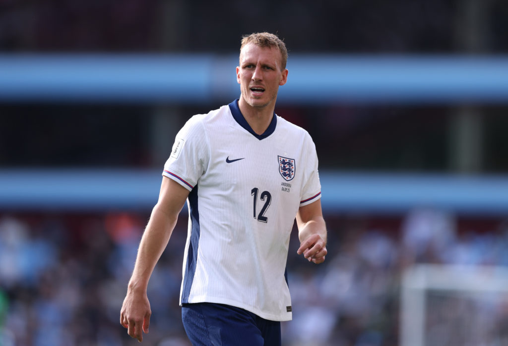 Dan Burn looks on during an international game between England and Andorra.