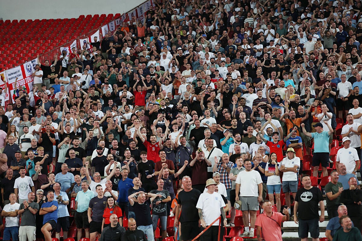 England fans praised by police for ‘exemplary’ conduct in disorder-marred Serbia clash