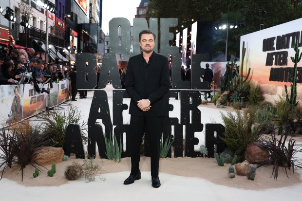 LONDON, ENGLAND - SEPTEMBER 16: Leonardo DiCaprio attends the London Premiere of "One Battle After Another" at Leicester Square on September 16, 2025 in London, England. (Photo by Tristan Fewings/Getty Images for Warner Bros. Pictures)