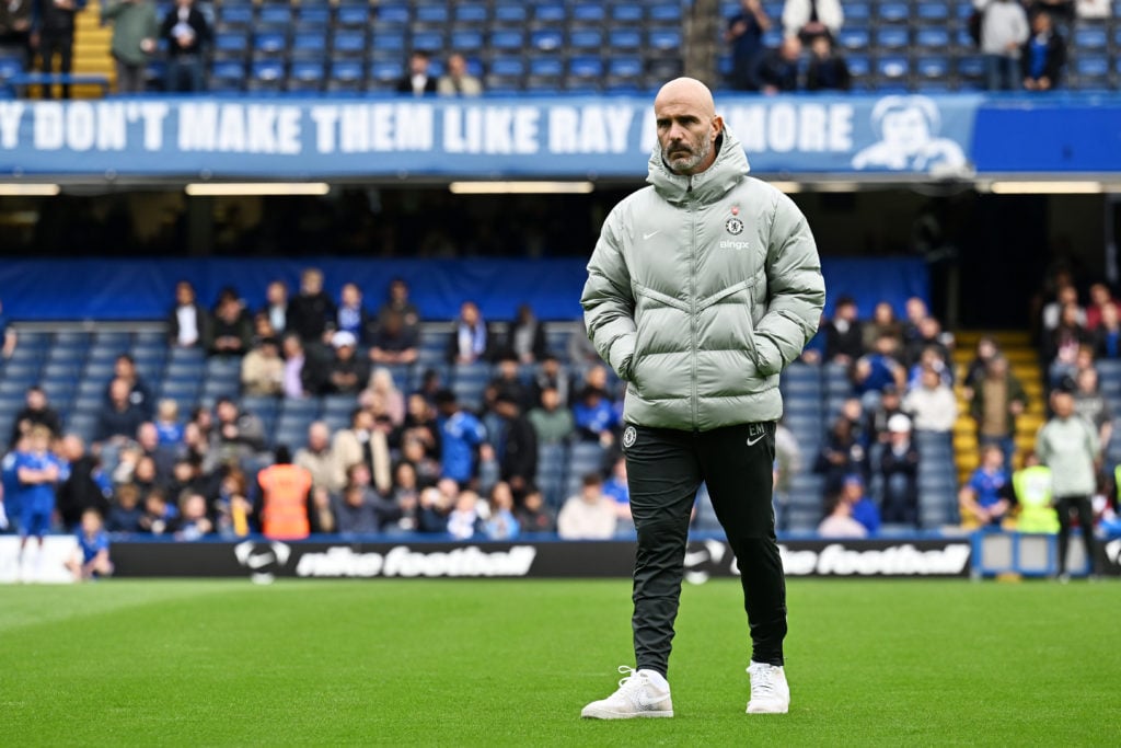 Enzo Maresca looks on after Chelsea v Brighton & Hove Albion - Premier League