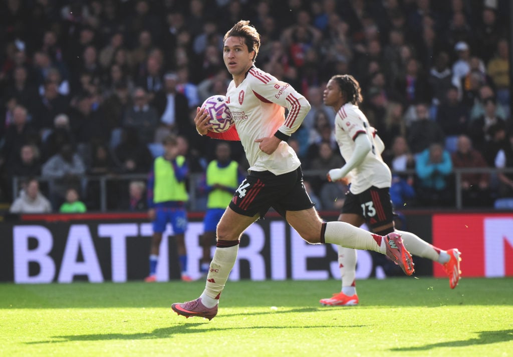 Federico Chiesa celebrates after scoring for Liverpool against Crystal Palace