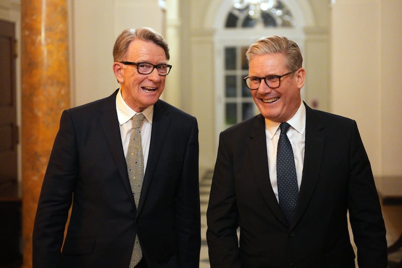 British ambassador to the United States Peter Mandelson and UK prime minister Keir Starmer  during a welcome reception at the ambassador's residence in Washington, DC, earlier this year. Photograph: Carl Court/PA Wire