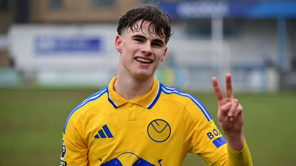 Harry Gray celebrating for Leeds