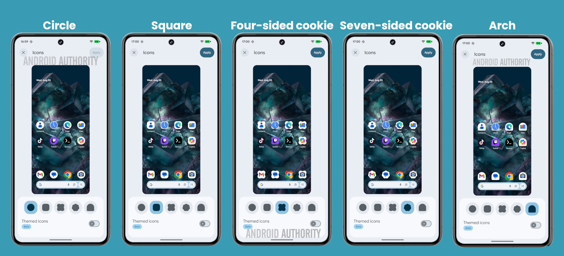 Icon shapes for Pixels in August 2025 Android Canary release Icon shapes for Pixels in August 2025 Android Canary release