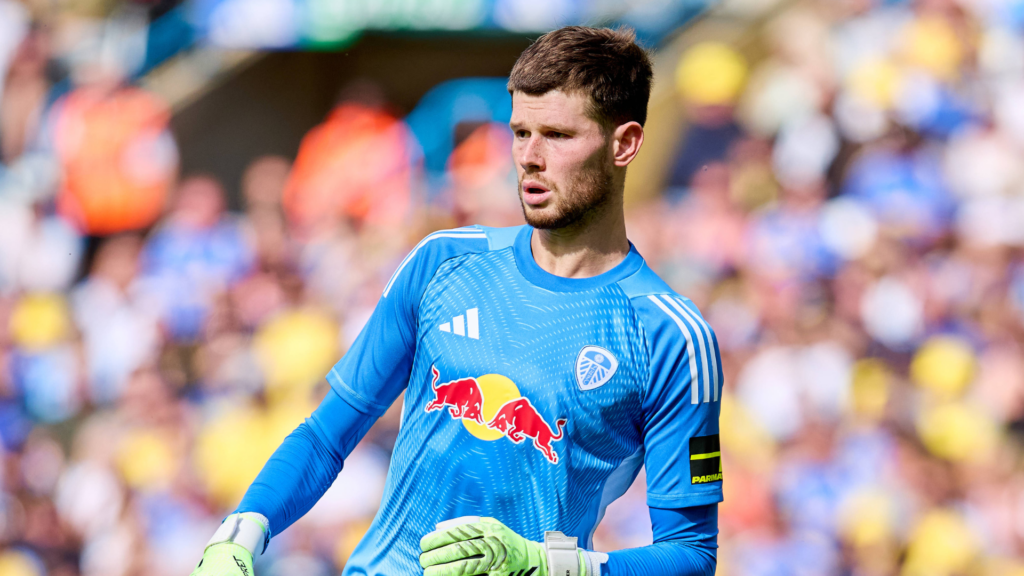 Leeds United goalkeeper Illan Meslier in action