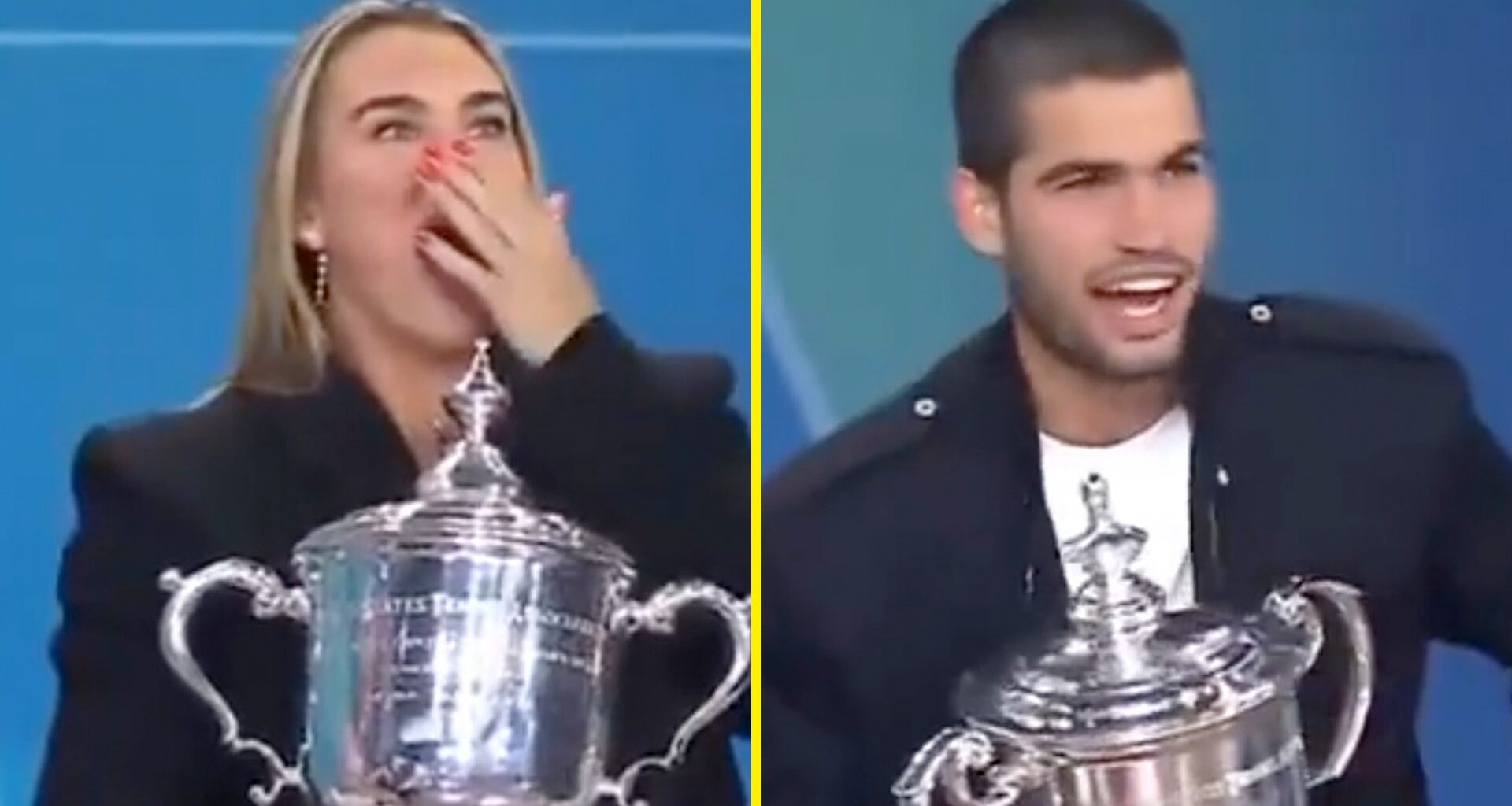 Carlos Alcaraz left gobsmacked as Aryna Sabalenka immediately apologises over live interview gaffe