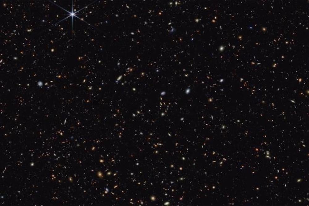 Deep Field Image from JWST, showing both BlueDOGs and LRDs. Credit - NASA, ESA, CSA, STScI, Brant Robertson (UC Santa Cruz), Ben Johnson (CfA), Sandro Tacchella (Cambridge), Marcia Rieke (University of Arizona), Daniel Eisenstein (CfA)
