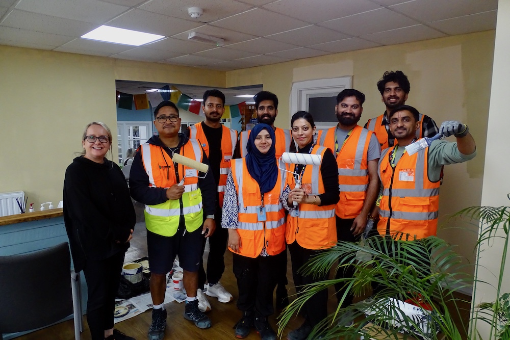 Amazon volunteers decorate Jamyang Buddhist Centre