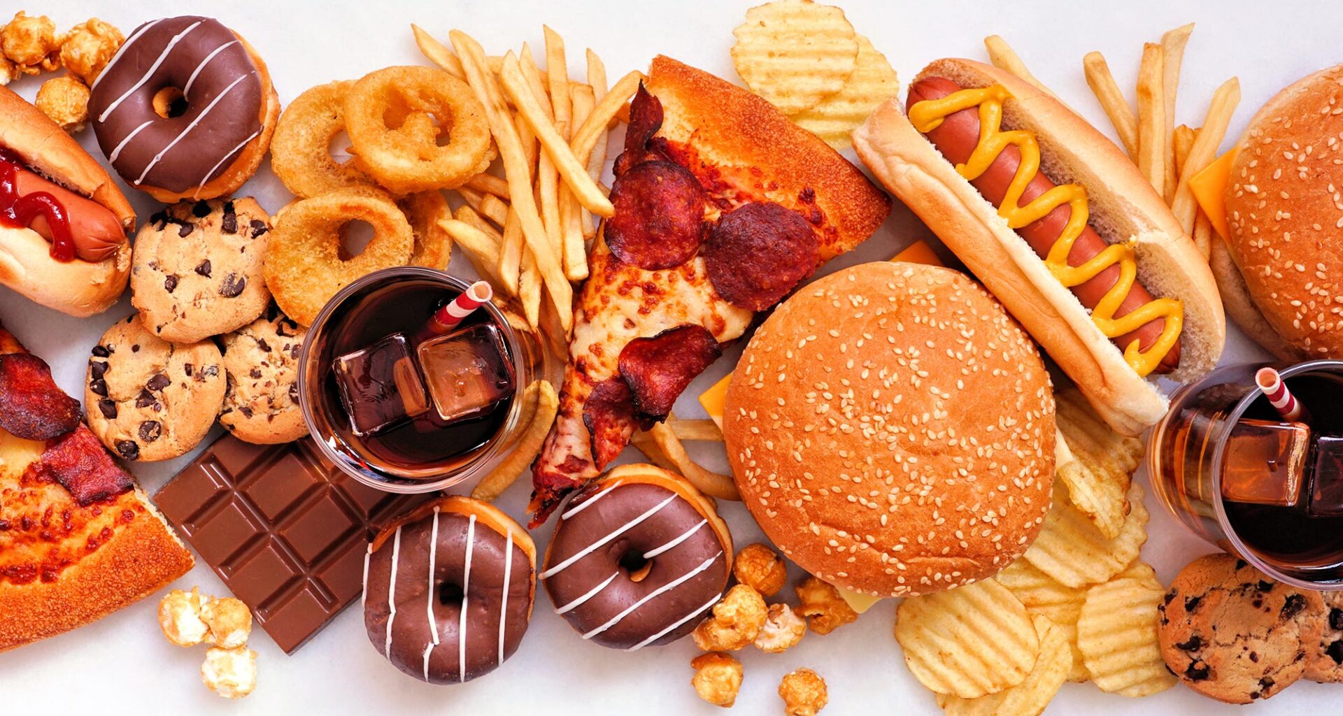 Junk Food Table Ultraprocessed Unhealthy Snacks