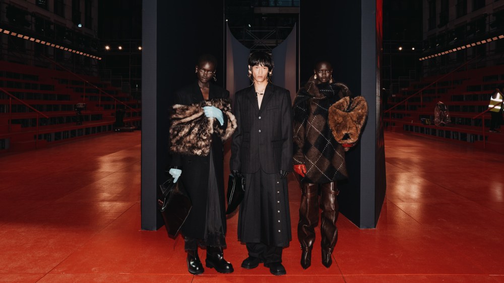 Three looks from the H&M Studio runway presentation during London Fashion Week