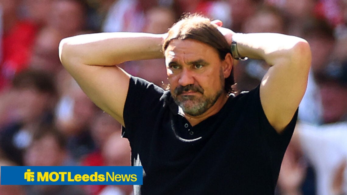 Leeds manager Daniel Farke looks upset