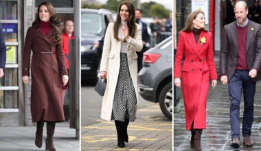 A composite of three pictures of Kate Middleton wearing her brown and black Gianvito Rossi knee high boots on different occasions