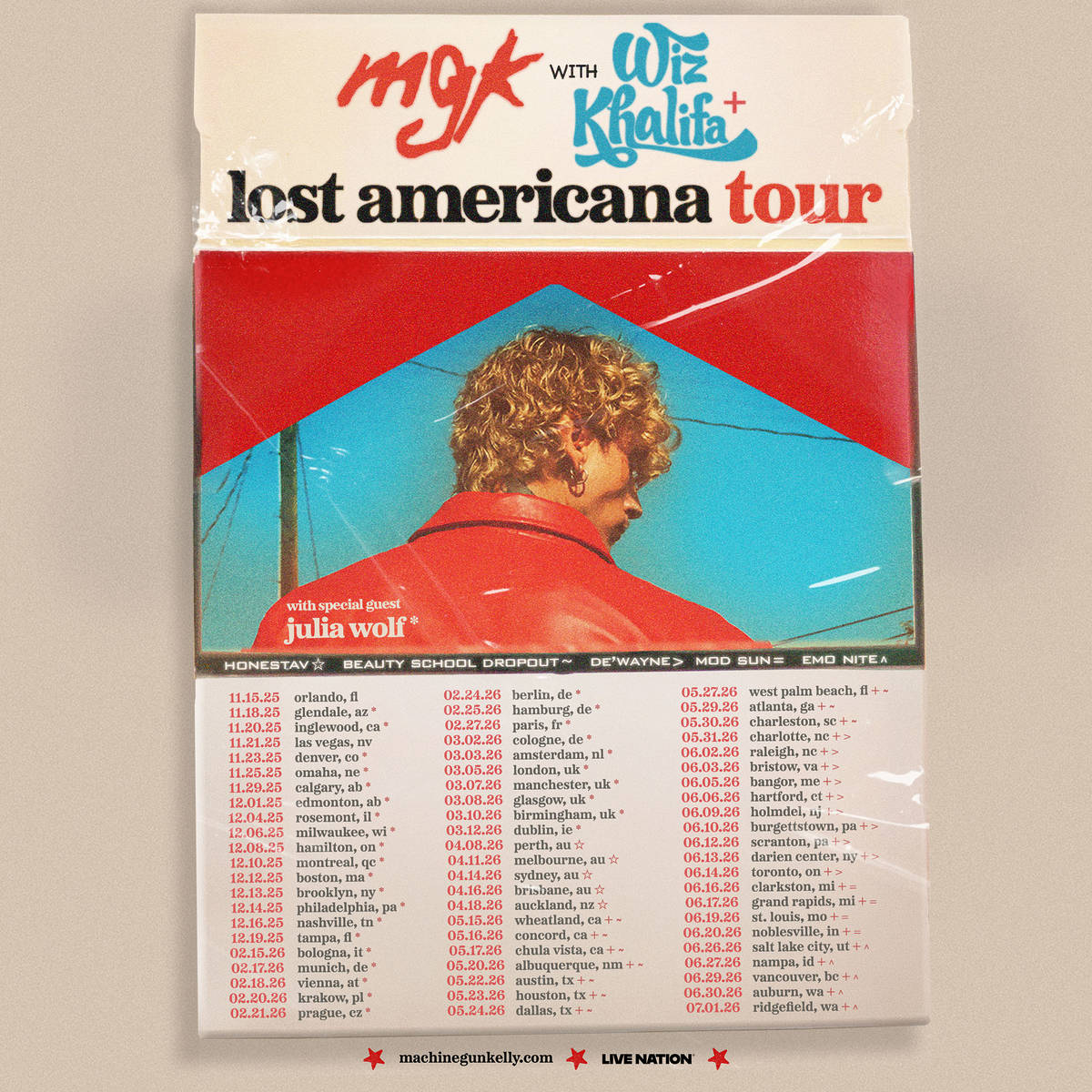 machine gun kelly golbal tour poster with dates