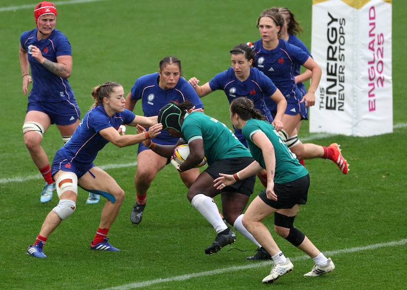 Linda Djougang in action for Ireland. Photograph: Adrian Dennis/AFP via Getty Images      