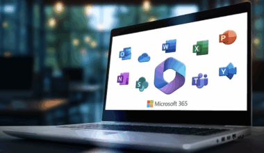 Microsoft apps on laptop screen