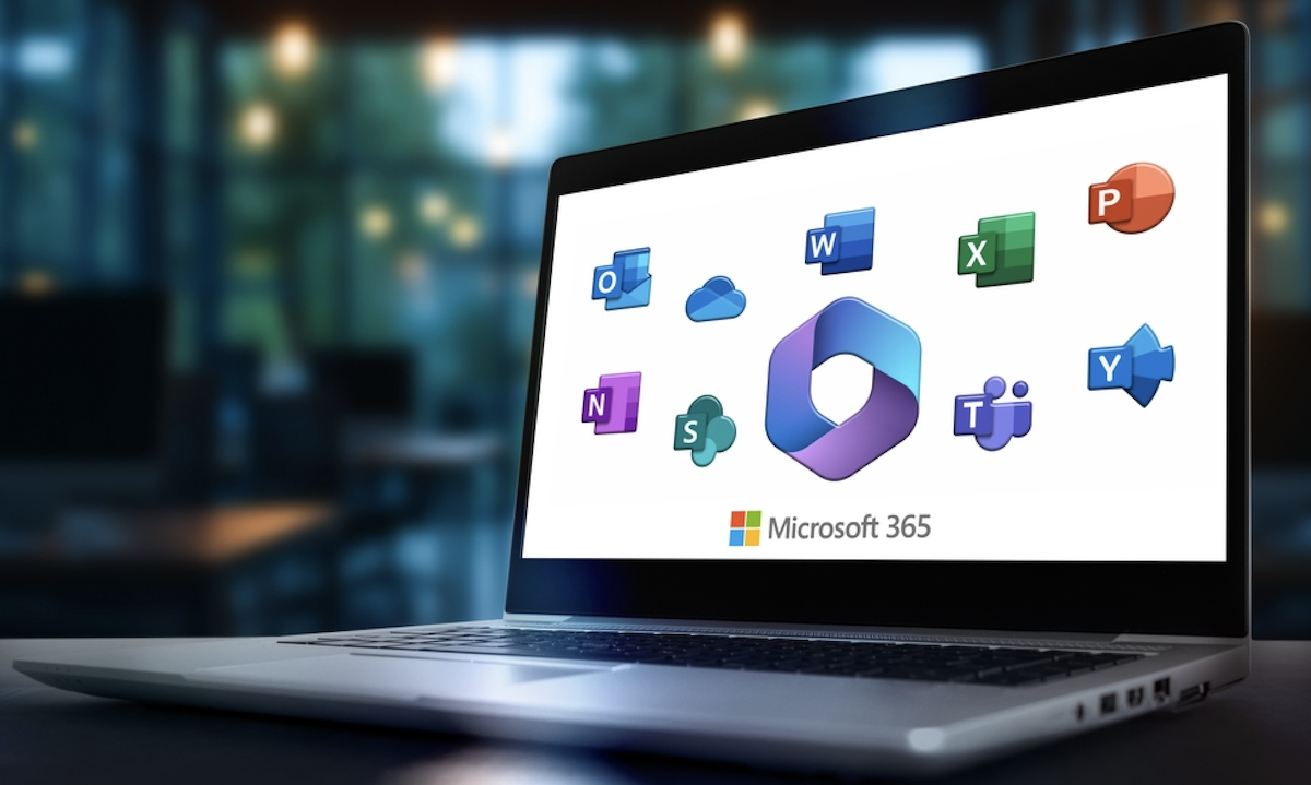 Microsoft apps on laptop screen