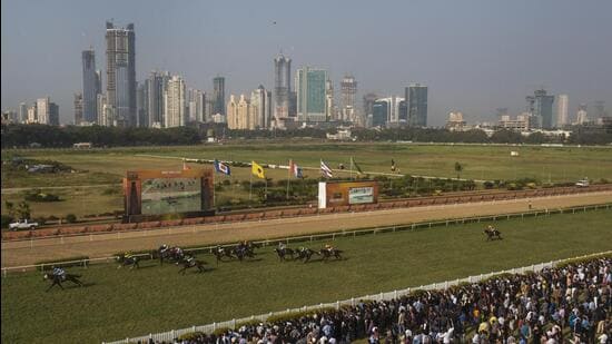 Mumbai, India - February 4, 2018: Spectators watch Indian derby 2018 at Mahalaxmi racecourse in Mumbai, India, on Sunday, February 4, 2018. (Photo by Pratik Chorge/Hindustan Times) (Pratik Chorge/HT Photo)