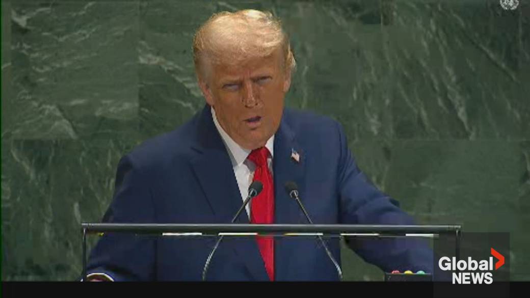 Click to play video: 'Trump calls climate change ‘the greatest con job’ in speech to UNGA'