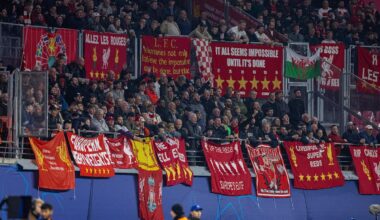 LEIPZIG, GERMANY - Wednesday, October 23, 2024: Liverpool supporters during the UEFA Champions League Match Day 3 game between RB Leipzig and Liverpool FC at the Red Bull Arena. (Photo by David Rawcliffe/Propaganda)