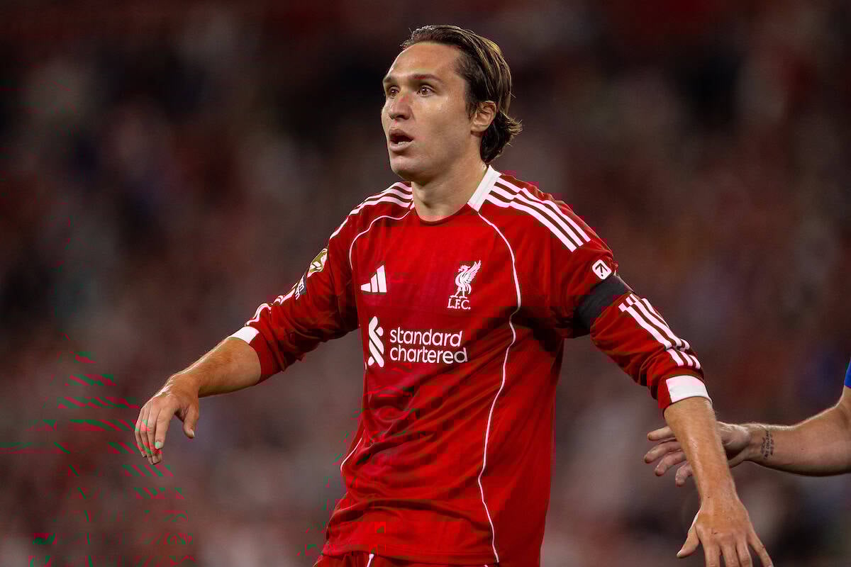 LIVERPOOL, ENGLAND - Friday, August 15, 2025: Liverpool's Federico Chiesa during the FA Premier League match between Liverpool FC and AFC Bournemouth at Anfield. (Photo by David Rawcliffe/Propaganda)