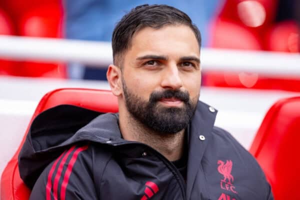 LIVERPOOL, ENGLAND - Saturday, September 20, 2025: Liverpool's goalkeeper Giorgi Mamardashvili before the FA Premier League match between Liverpool FC and Everton FC at Anfield. The 247th Merseyside Derby. (Photo by David Rawcliffe/Propaganda)