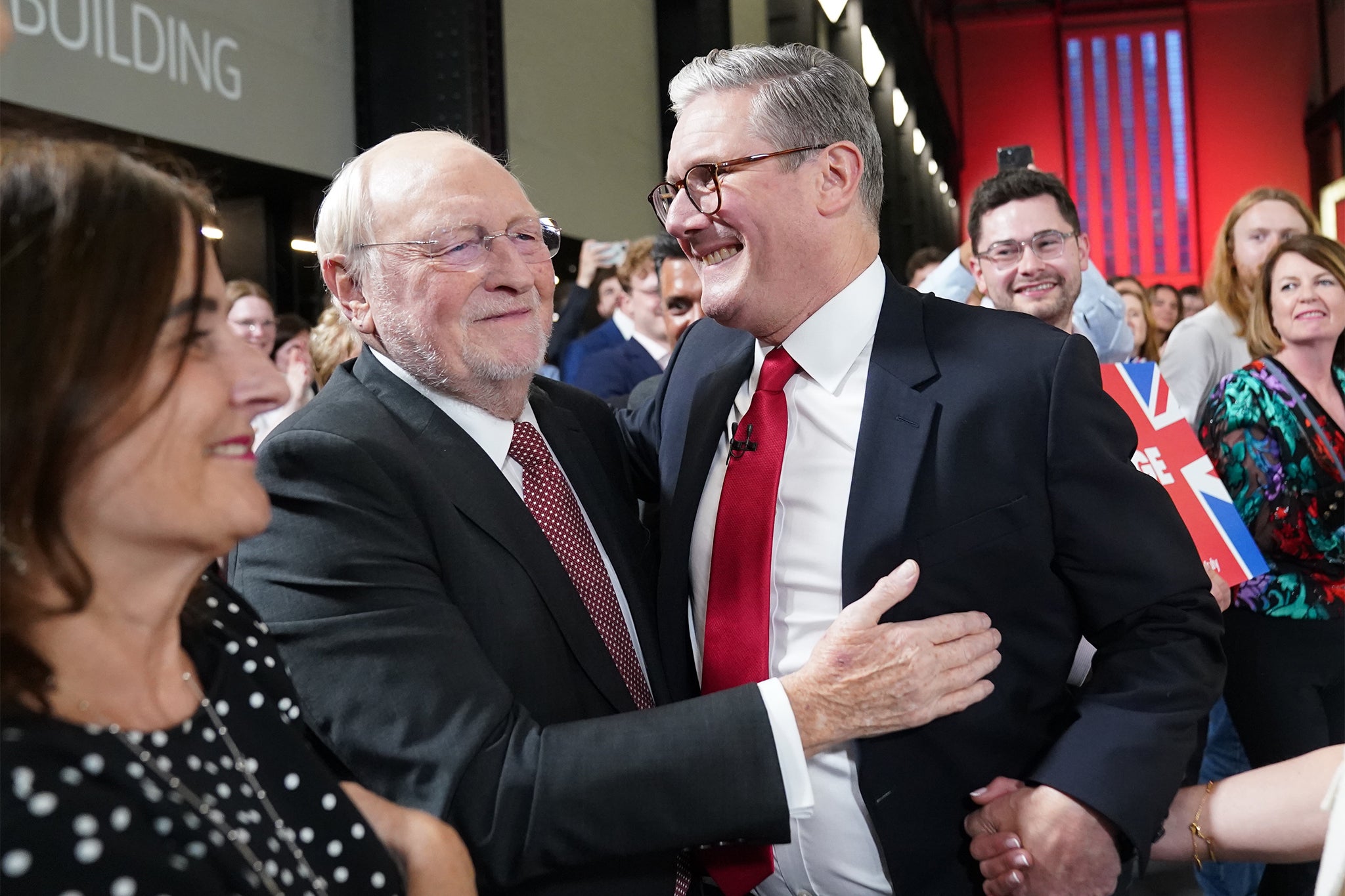Lord Kinnock with Keir Starmer as the 2024 election results came in