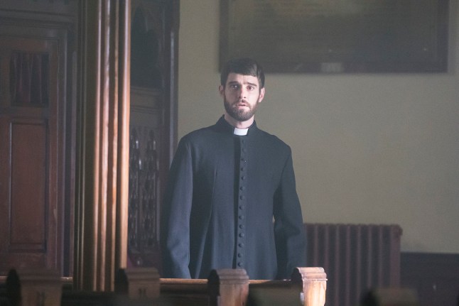 Dermott stood in a church in EastEnders spin off Redwater