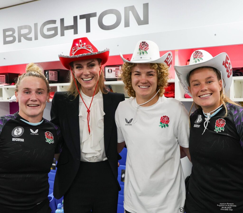 The Princess of Wales dons a cowboy hat to support to the Red Roses