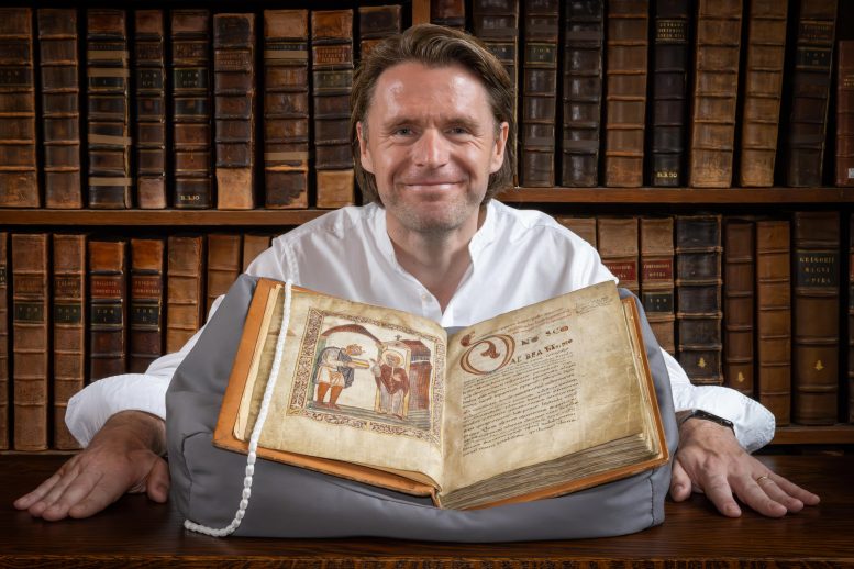 Prof David Woodman With the Portrait of Æthelstan