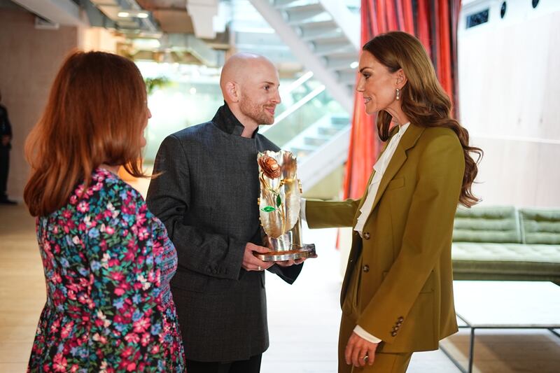 The Princess of Wales presenting Queen Elizabeth II Award for British Design to designer Patrick McDowell