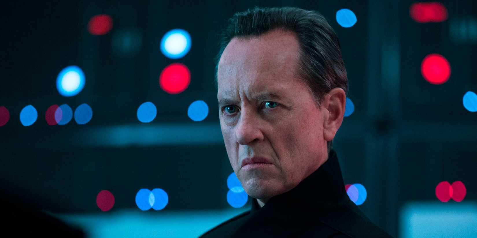Richard E. Grant as Pryde on a Final Order ship in Star Wars The Rise of Skywalker