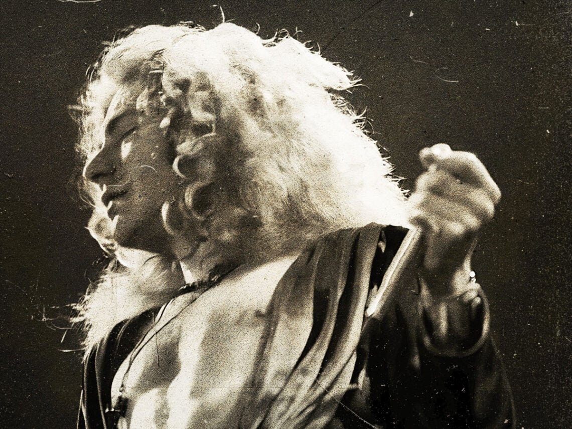 Robert Plant performing with Led Zeppelin in the US c. 1975