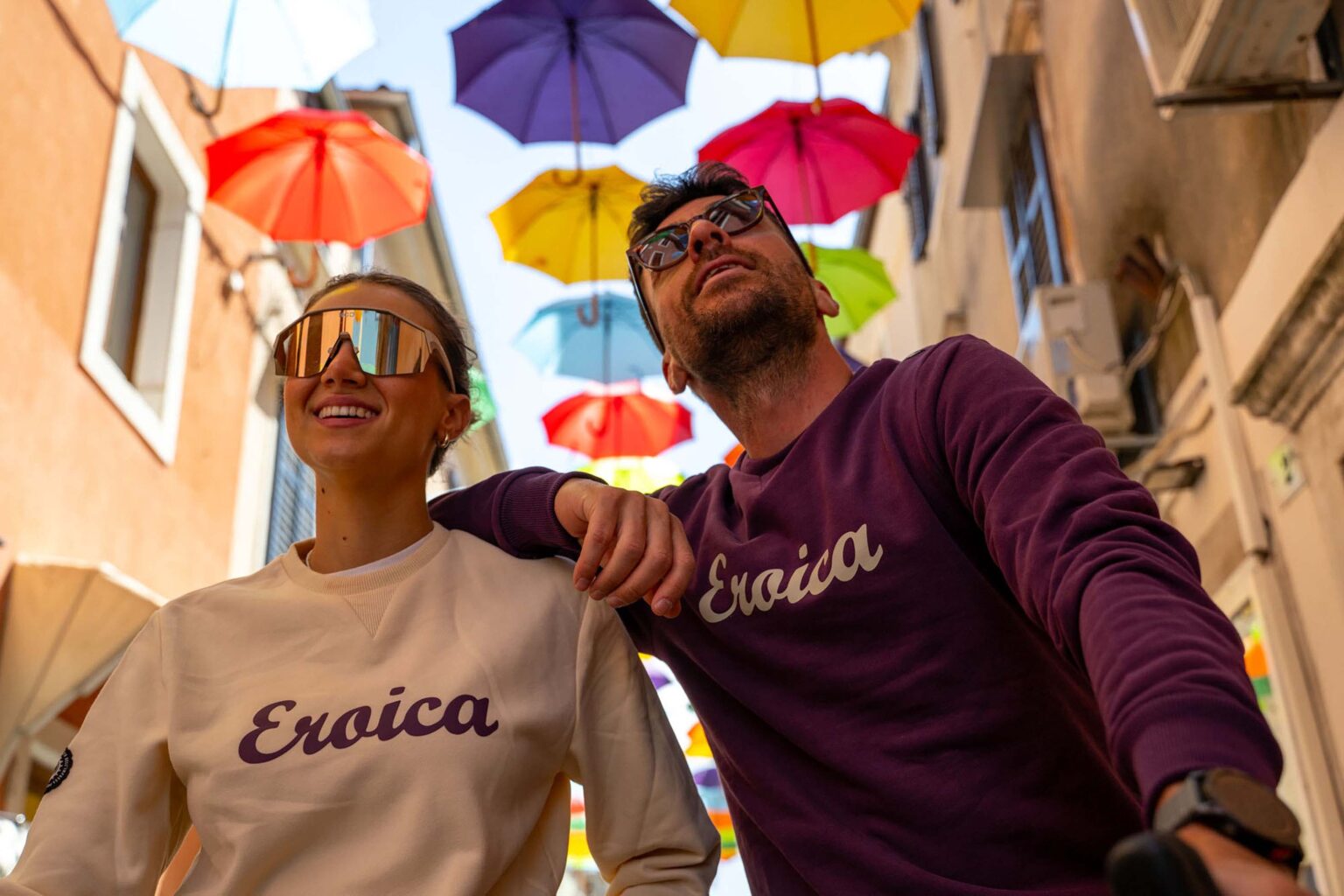 crew sweatshirts in the casual line of santini x eroica apparel