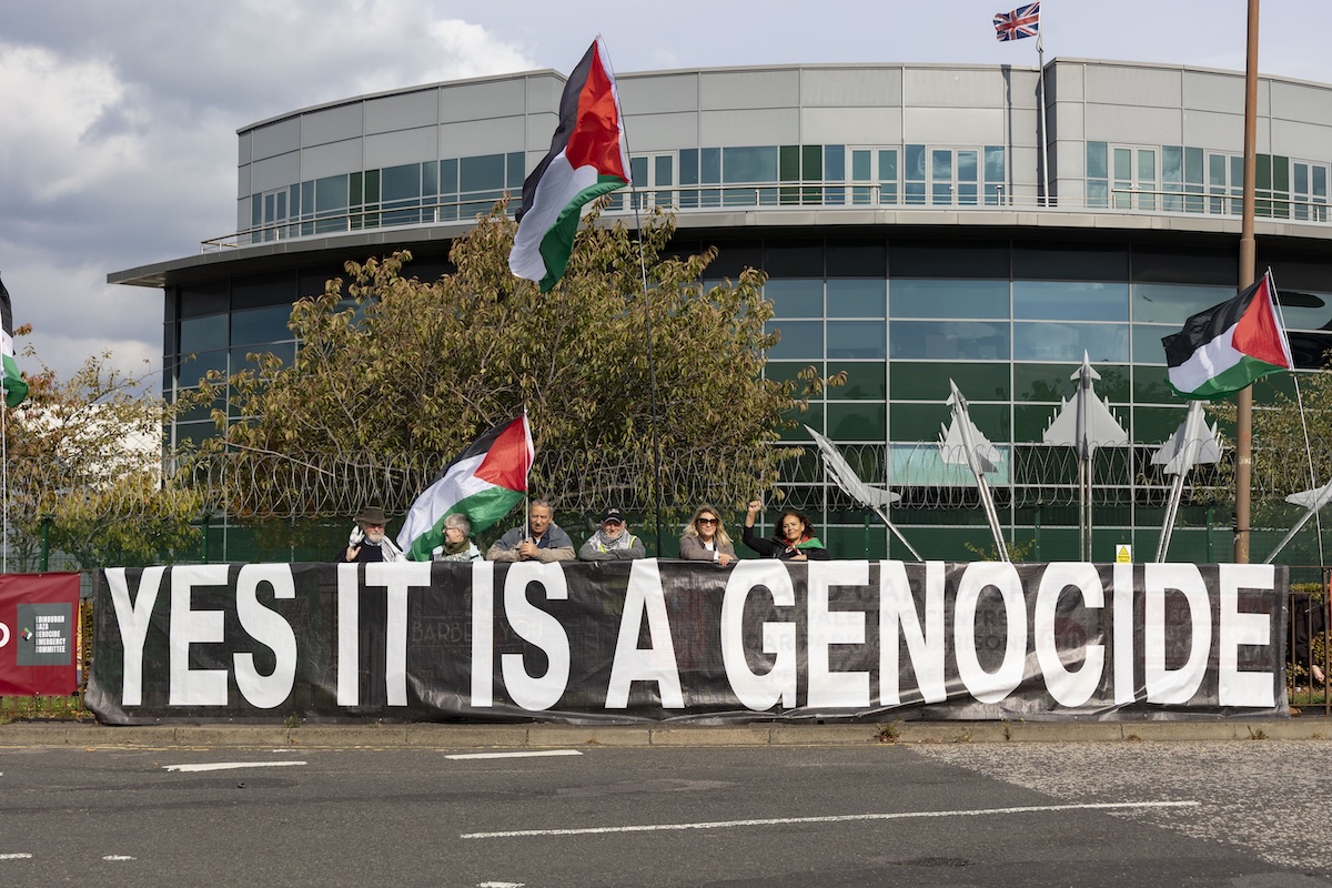 Pro Palestine demo outside defence systems company