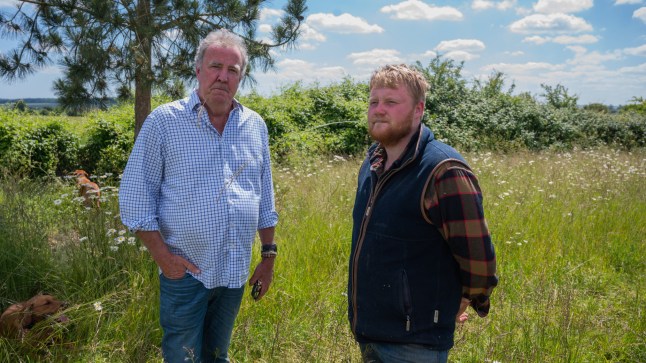 Series 2 of Clarkson's Farm featuring Jeremy Clarkson Copyright: Amazon Studios Picture shows Jeremy Clarkson and Kaleb Cooper