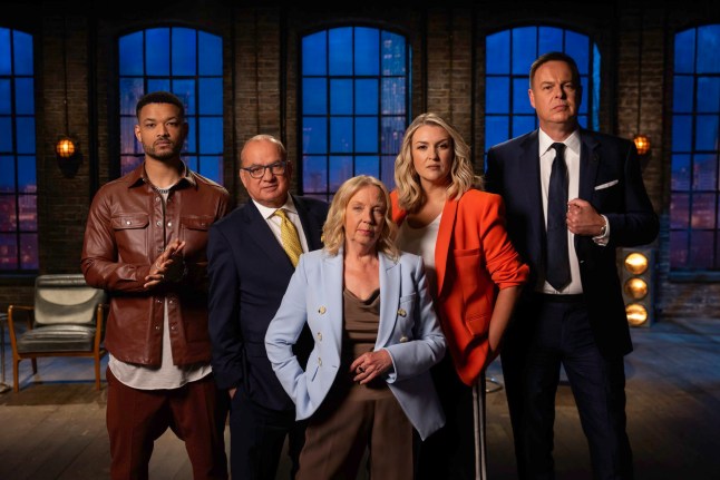 Dragons' Den S22,09-01-2025,(l-r) Steven Bartlett, Touker Suleyman, Deborah Meaden, Sara Davies, Peter Jones,BBC Studios,Simon Pantling